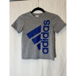 Adidas Logo Boys Grey Cotton Crew Neck Short Sleeve The‎ Go To T Shirt Sz 6 Y18